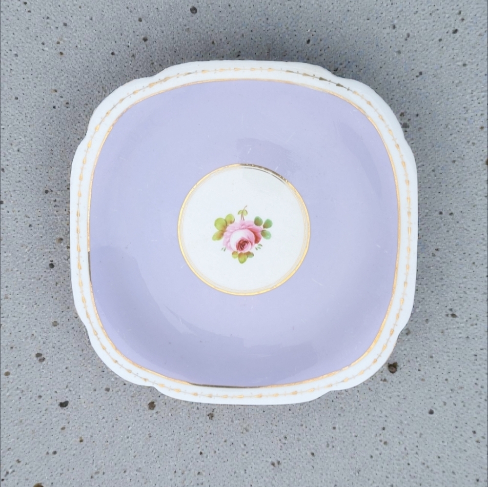 Antique Chelson China England Bone China Tea Plate, Lavender & Pink Rose, c. 192